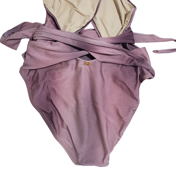 PQ SWIM Alex One-piece Swimsuit Halter Cutout Tie Waist Women Violet Purple NWT - Picture 6 of 6